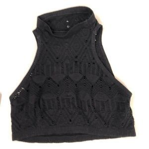 Free People Bralette Ladies Size Extra Small Black Pullover High Neck Stretchy